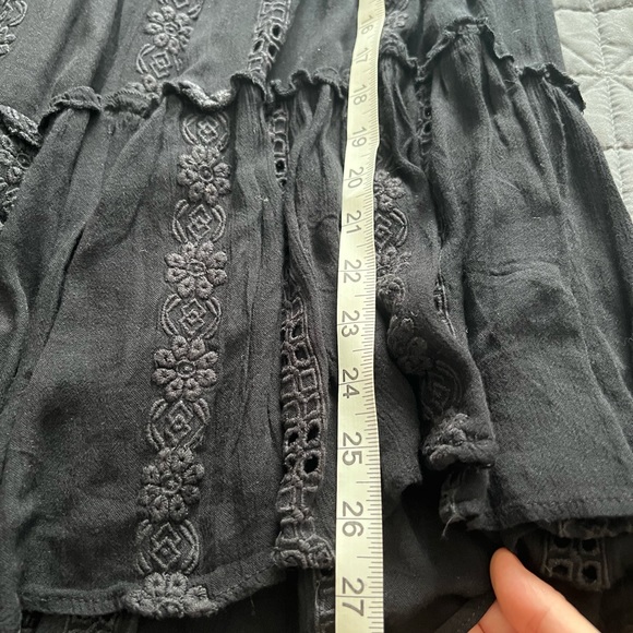 Free People Embroidered Black lace long sleeve Tunic Top Dress XS - Picture 9 of 9